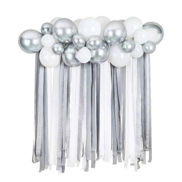 Silver Metallic Balloon & Streamer Kit