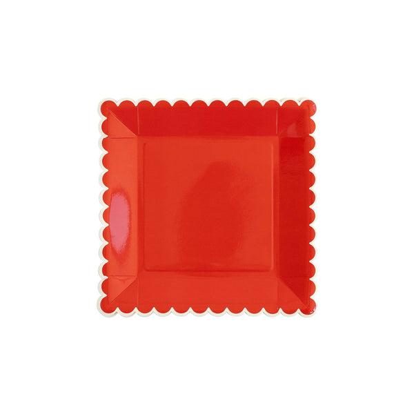 Red/White Scallop Dinner Plate, 8pk