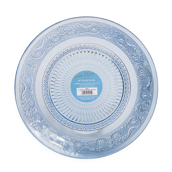 10" Blue Medallion Glass Plate