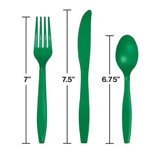 Emerald Green Assorted Plastic Cutlery, 24pk