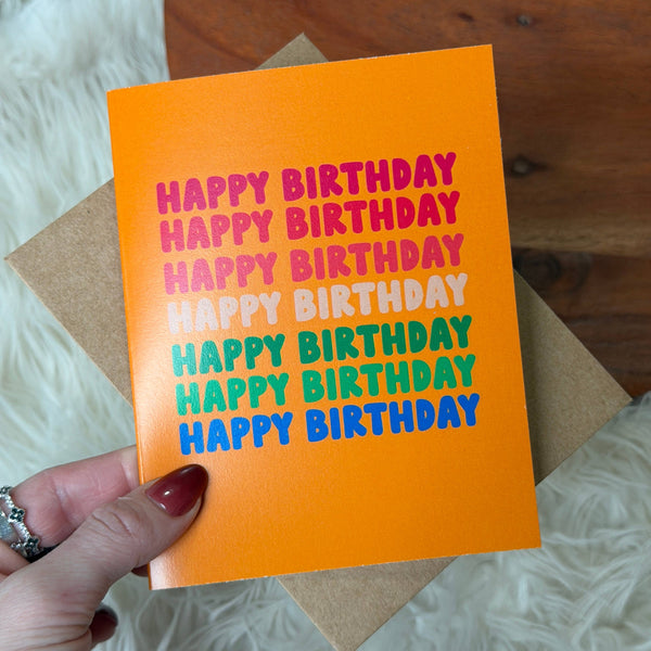 Happy Birthday Stacked Yellow Greeting Card