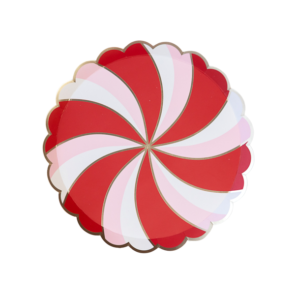 Christmas Peppermint Scalloped Dessert Plates, 8pk