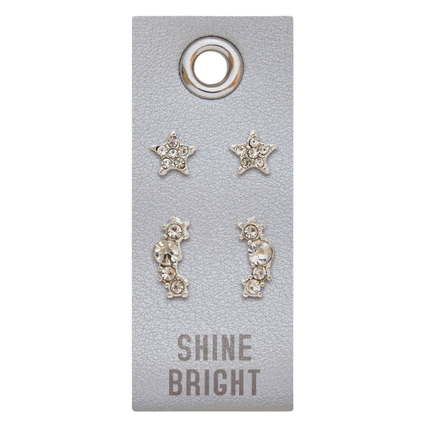 Leather TagEarrings- Shine Bright