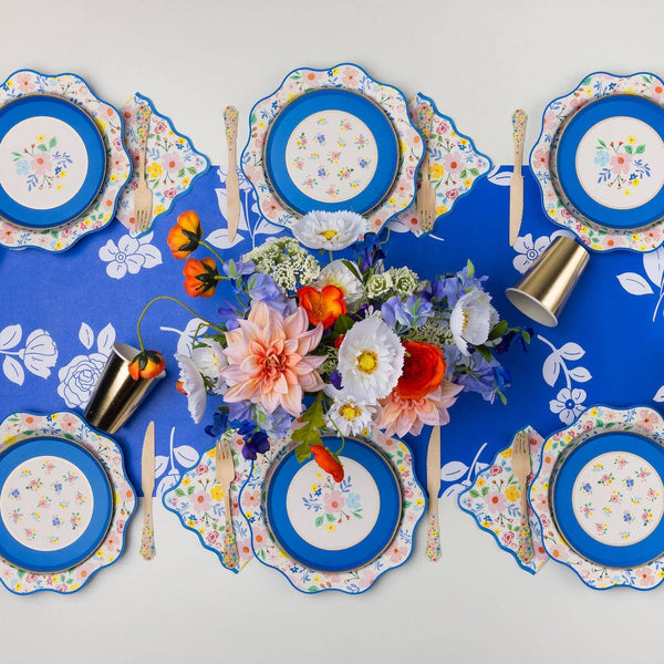Multicolor Full Floral Pattern Dinner Plates, 8pk