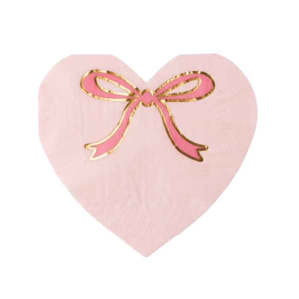 Petal Pink Bow Heart Dinner Napkins, 20pk