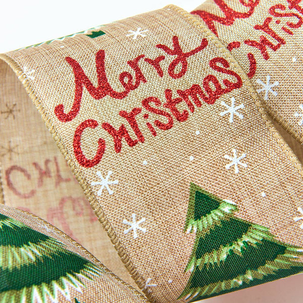 Christmas Tree Burlap Wired Ribbon