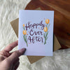"Happy ever after" Flower Text Wedding Greeting Card