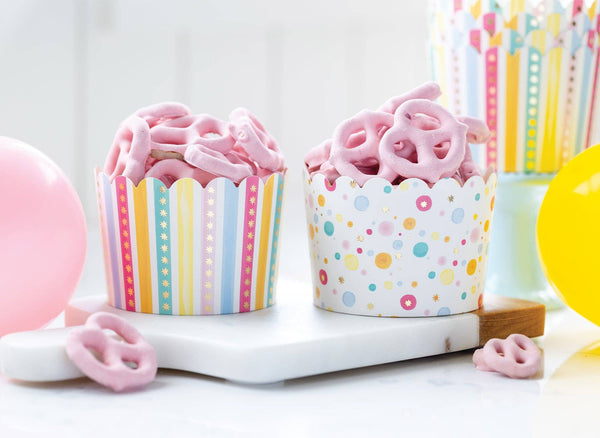 Primary Watercolor Dots/Stripes Baking Cup, 40pk