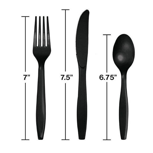 Black Assorted Plastic Cutlery, 24pk