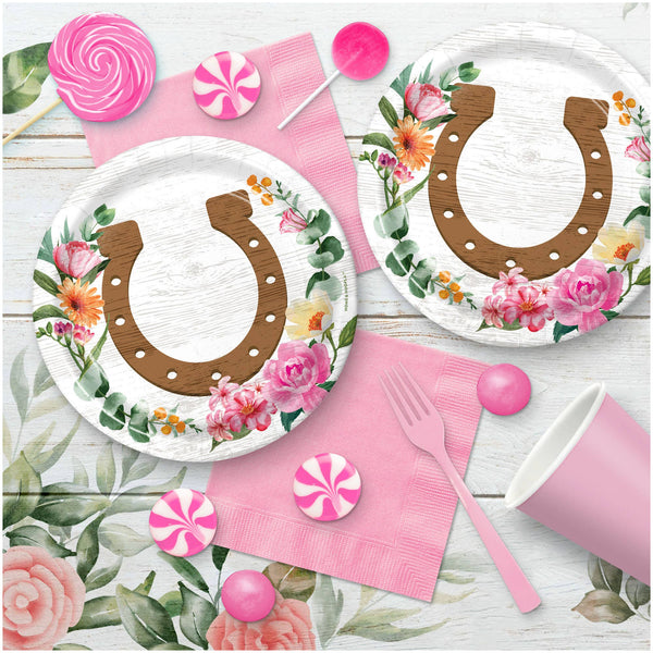 Horseshoe Floral Dessert Plates, 16pk