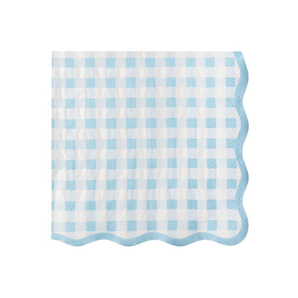 Elegant Sky Blue Gingham Dinner Napkins, 20pk