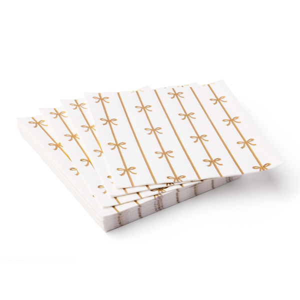 Gold Signature Bow Dinner Napkins, 20pk
