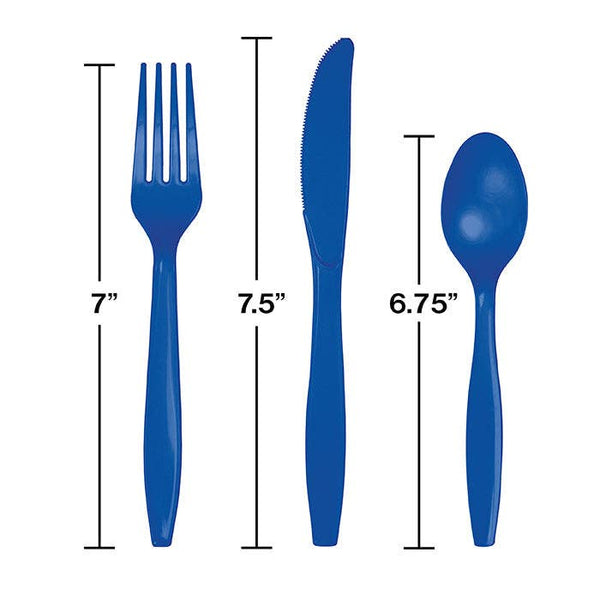 Cobalt Blue Assorted Plastic Cutlery, 24pk