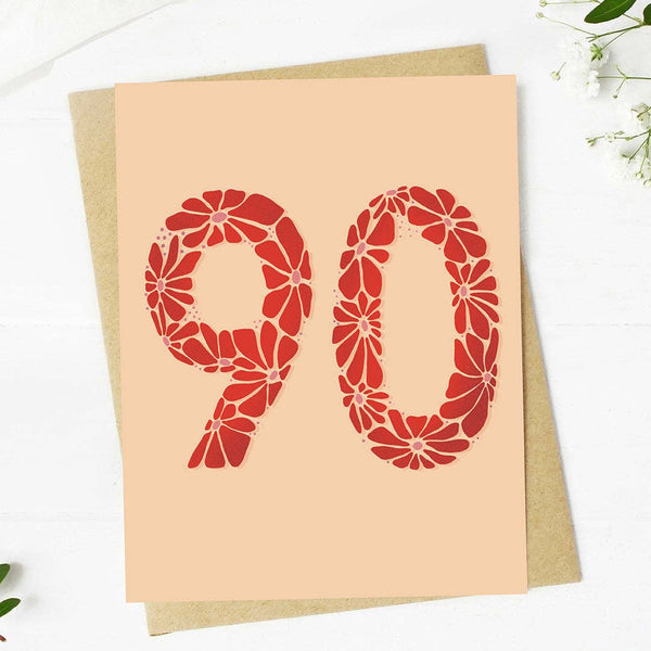 90th Floral Milestone Birthday Card
