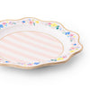 Elegant Floral and Stripe Dinner Plates, 8pk