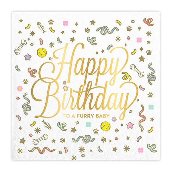 HBD Furry Baby Dessert Napkins, 20pk