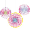 Tie Dye Party Paper Fans, 3pk