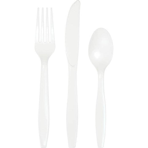 White Assorted Plastic Cutlery, 24pk