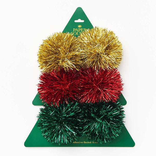 Christmas Tinsel Bows 6pk