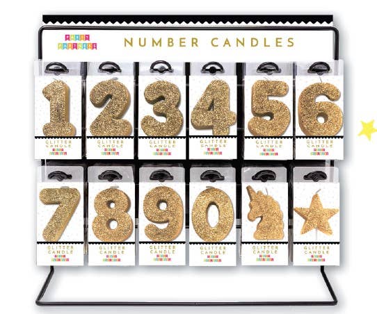 Gold Glitter Number Birthday Candles