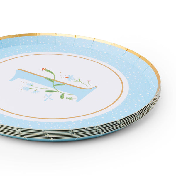 Blue 1st Birthday Cake Plates, 8pk