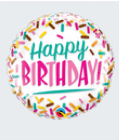 18” Birthday Sprinkles Mylar Balloon