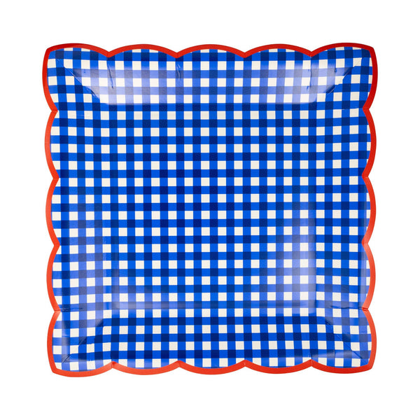 Red & Blue Gingham 9" Paper Plate Set, 8pk