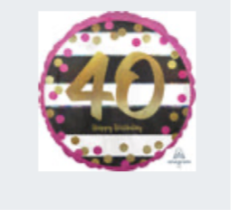 18” Birthday Milestone 40 Mylar balloon