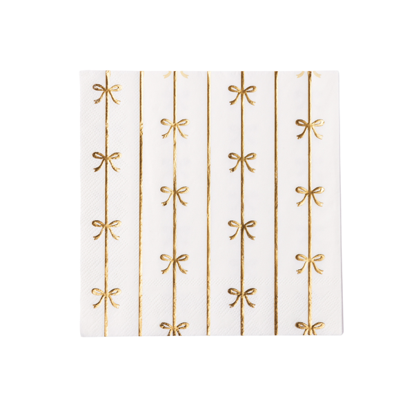 Gold Signature Bow Dinner Napkins, 20pk