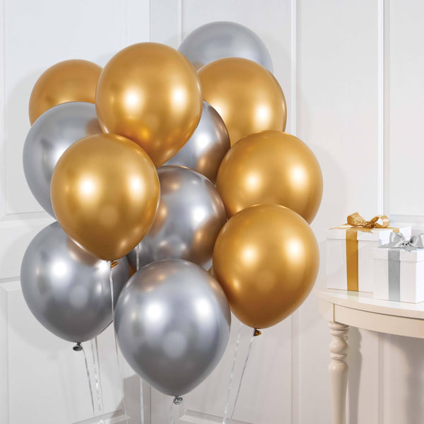 Gold and Silver Balloons, 12pk