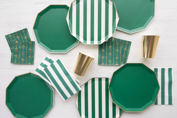Emerald Green Cabana Stripe Dinner Napkins, 20pk