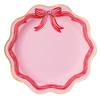 Elegant Pink Peppermint Bow Dinner Plates, 8pk