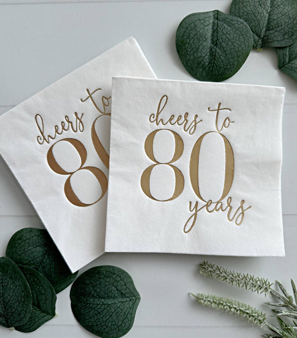 Cheers to 80 Years Cocktail Napkins, 16pk