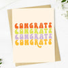 Congrats Multicolor Stack Text Greeting Card