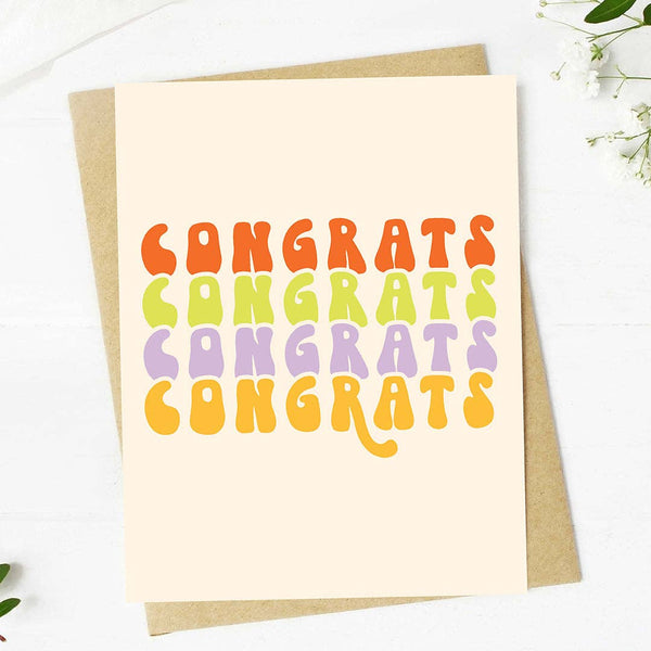 Congrats Multicolor Stack Text Greeting Card