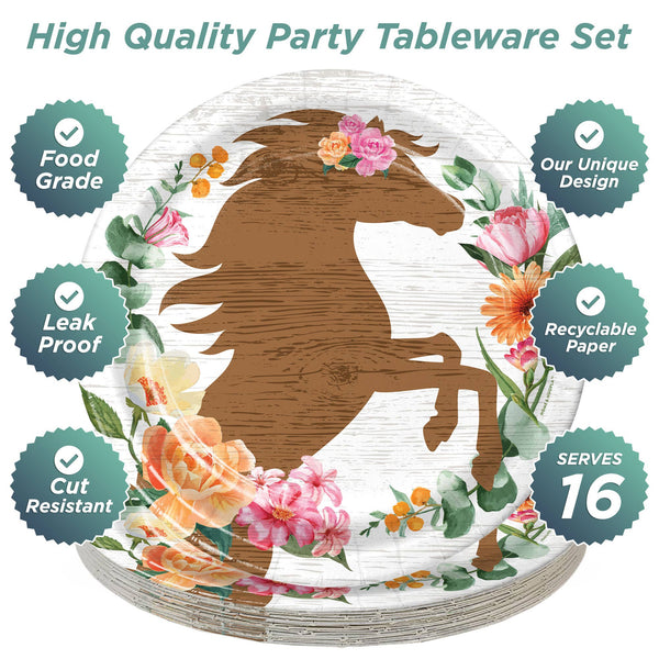 Horseshoe Floral Dinner Plates, 16pk