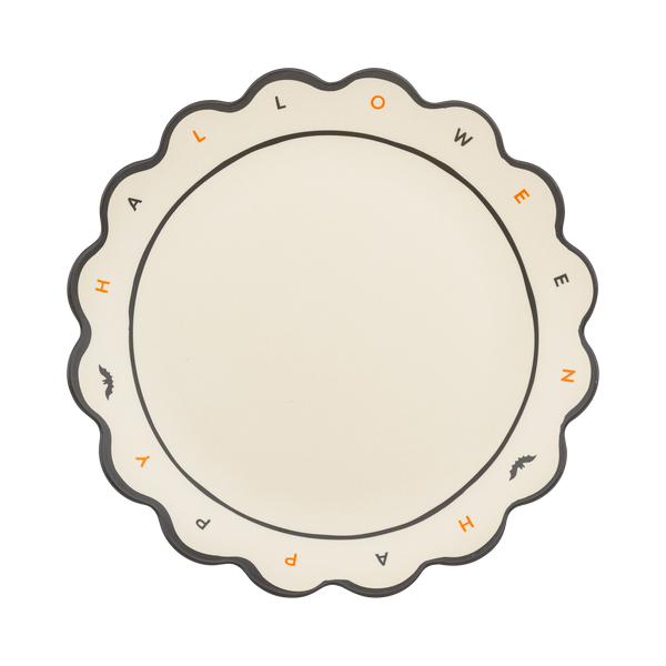 Happy Halloween Scalloped Bamboo Tray