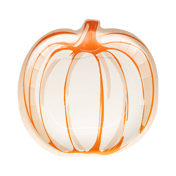 Falloween Pumpkin Shaped Paper Plate, 8pk