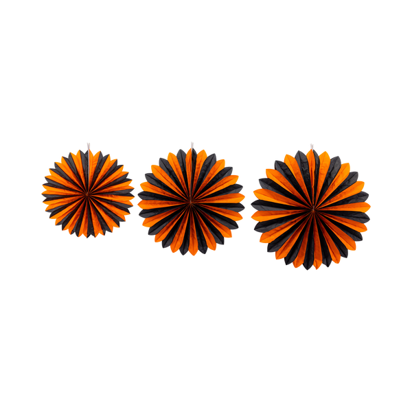 Orange and Black Large Tissue Fans, 3pk