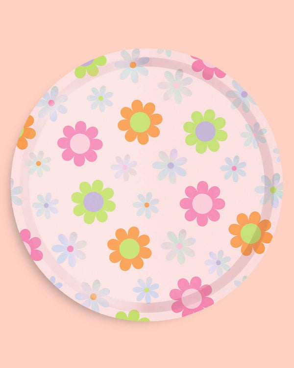 Groovy Checker Flower Dinner Plates, 24pk