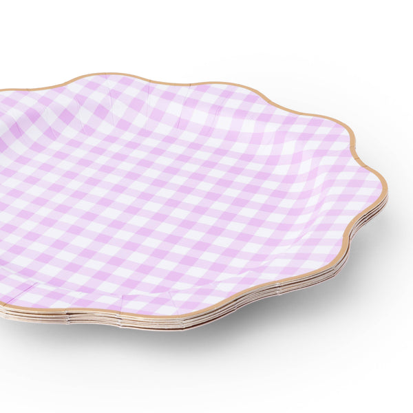 Elegant Le Lilac Gingham Dinner Plates, 8pk