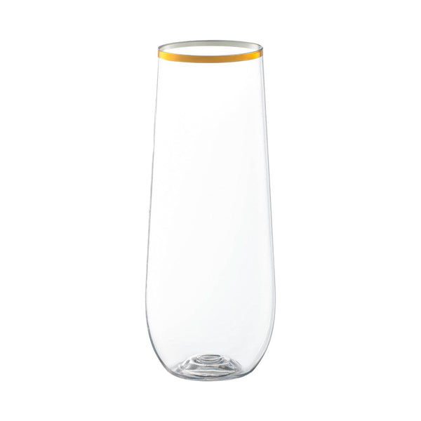 9 oz. Clear with Gold Plastic Champagne Flutes - 16 pcs