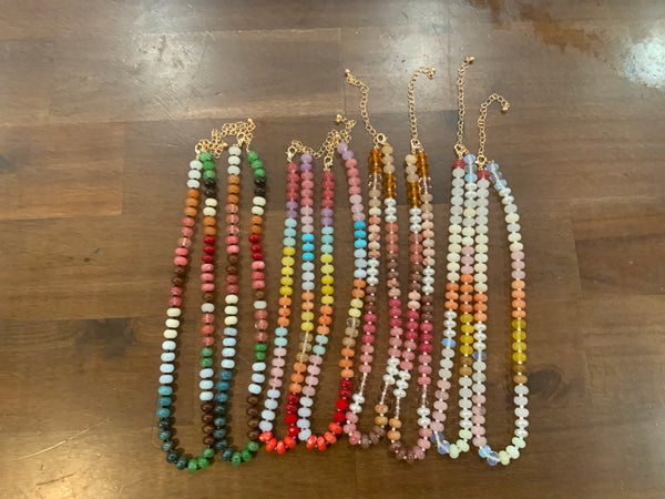 2S agate glass mixed beaded necklace