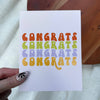 Congrats Multicolor Stack Text Greeting Card