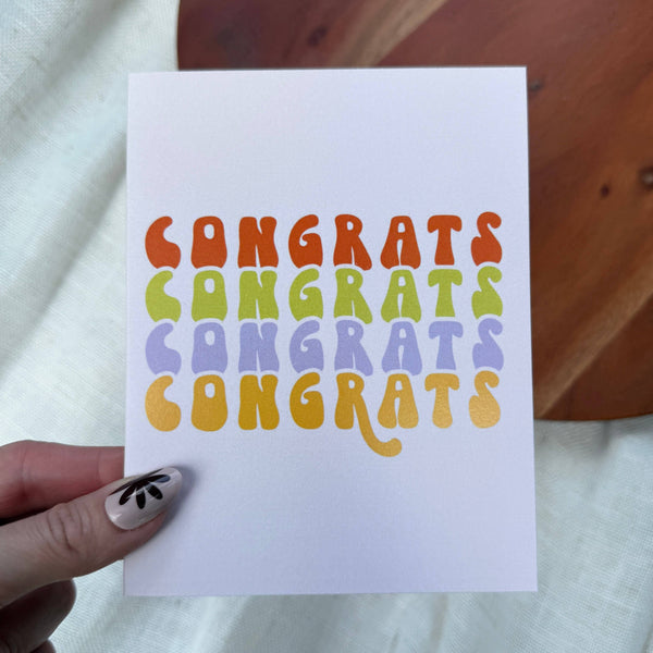 Congrats Multicolor Stack Text Greeting Card
