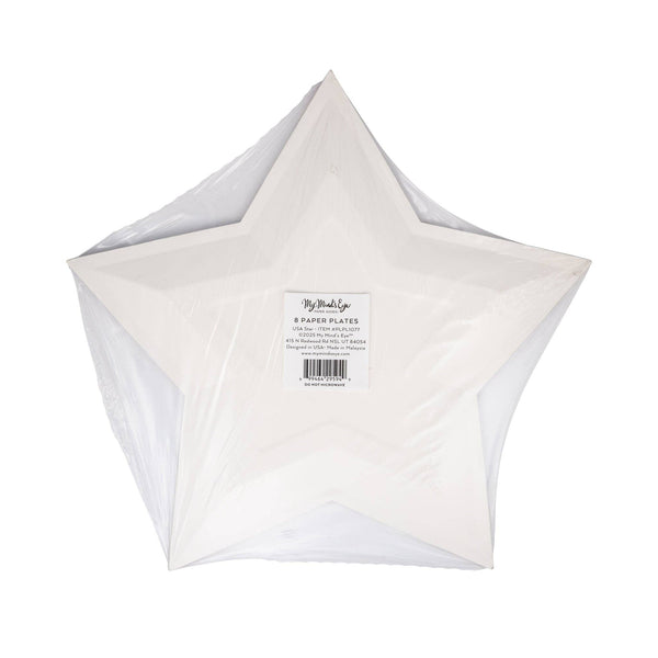 USA Star Shaped Plates, 8pk