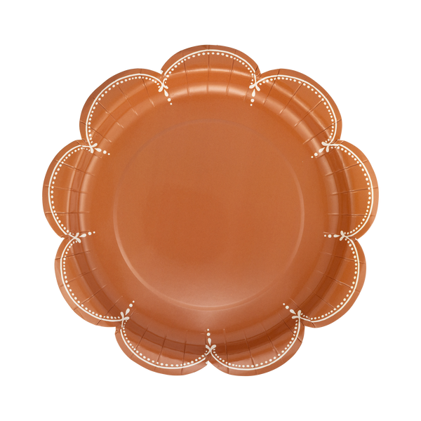 Scalloped Rust Dinner Plates, 8pk