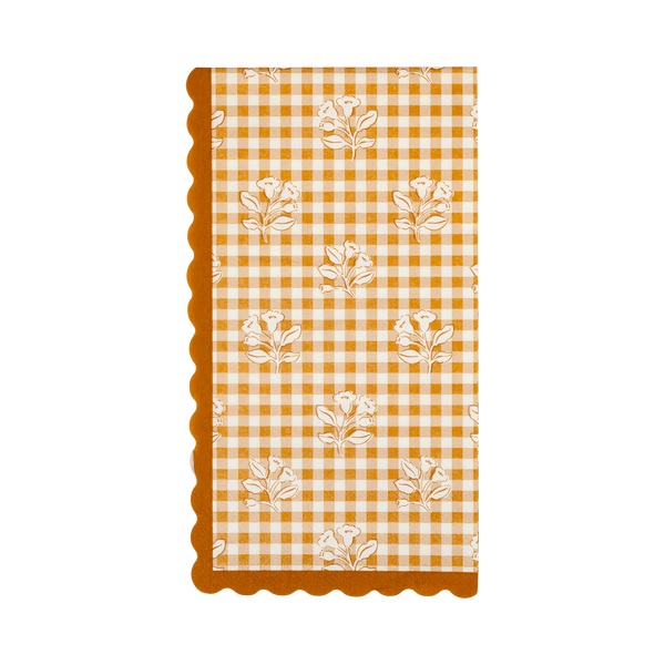 Rust Gingham Block Print Dinner Napkins, 20pk