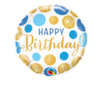 18” Blue & Gold Birthday Mylar Balloon