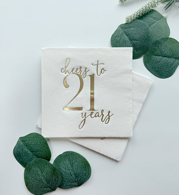 Cheers to 21 Years Cocktail Napkins, 16pk